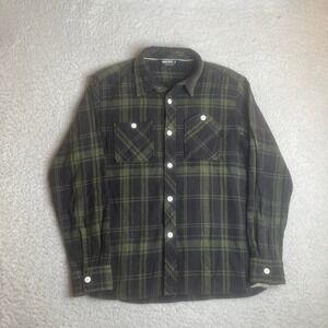 Undefeated men's green plaid flannel shirt pockets heavy casual streetwear M